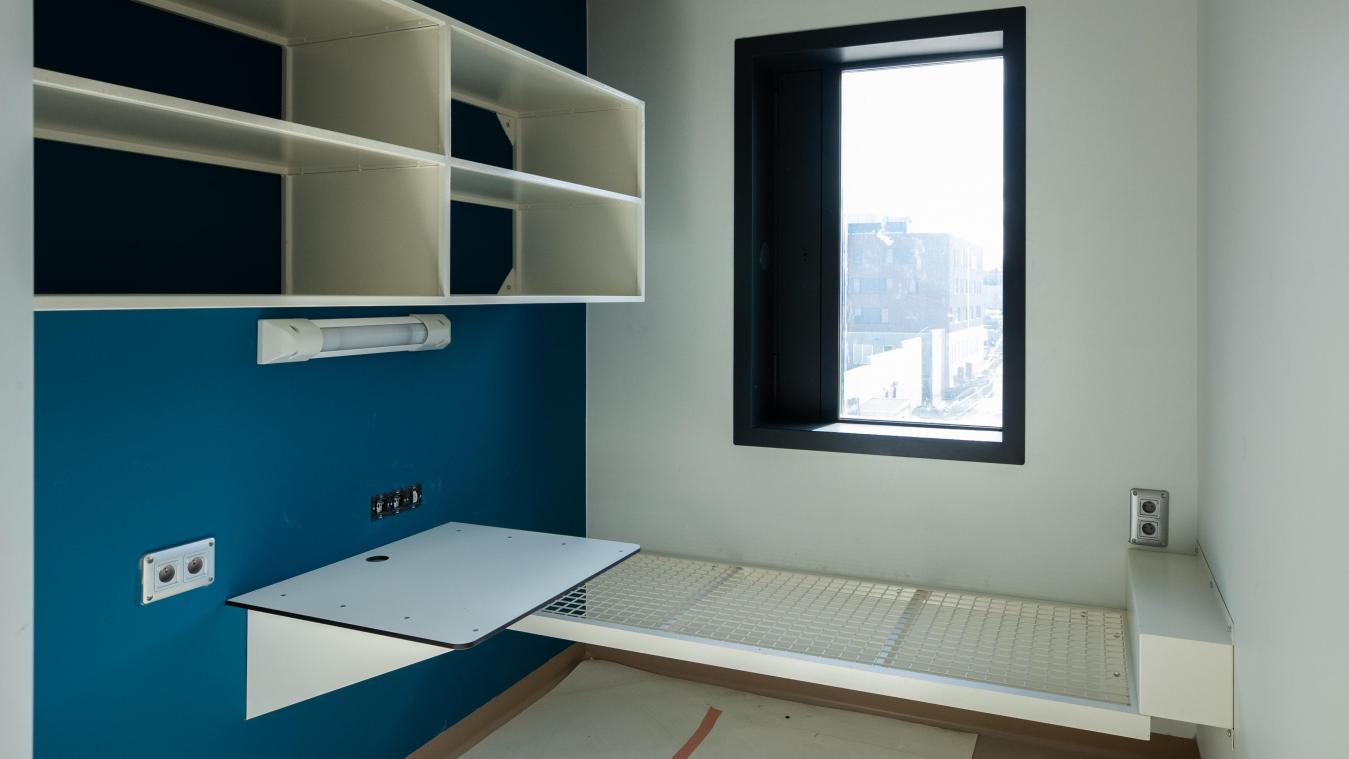 <p>Eine Zelle des neuen Gefängnisses in Haren (Brüssel), das im Herbst eröffnet wird und 1.200 Haftplätze bietet.</p>