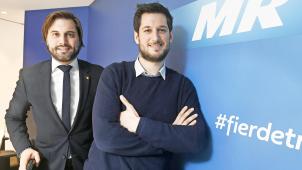 <p>MR-Chef Georges-Louis Bouchez (l.) und Crucke-Nachfolger Adrien Dolimont</p>