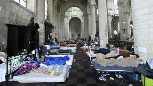 <p>Juli 2021: Hungerstreikende Papierlose in der Beginenhofkirche.</p>