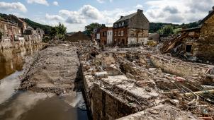 <p>Pepinster nach der Flutkatastrophe im Juli letzten Jahres.</p>