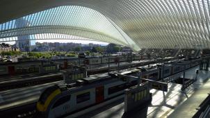 <p>Ein Blick von oben in den Lütticher Guillemins-Bahnhof</p>