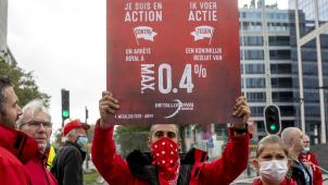 <p>„Ein Almosen“: Demonstration der sozialistischen Gewerkschaft gegen das Lohngesetz (September 2021).</p>