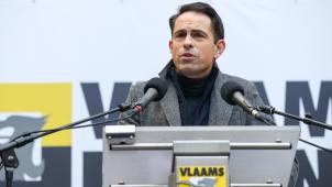 <p>Diese Aufnahme zeigt Tom Van Grieken bei einer Parteiveranstaltung in Wilrijk im Januar 2022.</p>