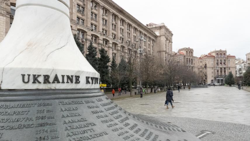 <p>Denkmal am Maidan-Platz in Kiew: Belgier sollen die Ukraine verlassen.</p>