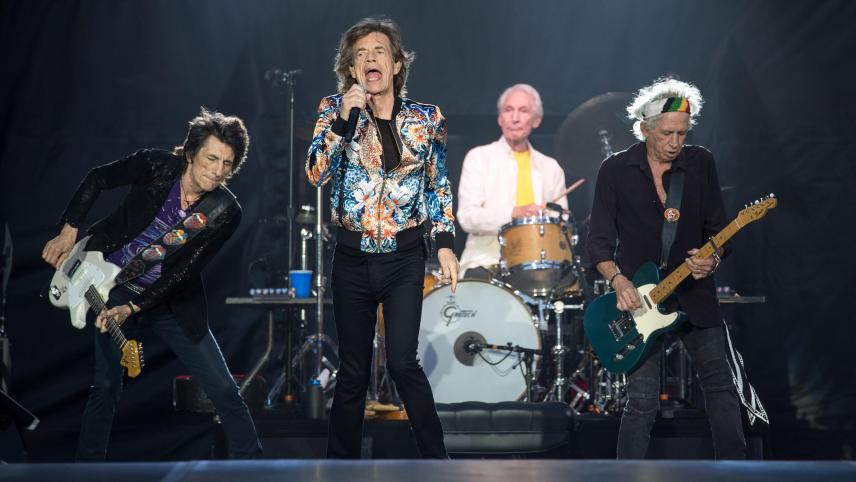 <p>Die Rolling Stones während eines Konzerts in Stuttgart am 30. Juni 2018, damals noch mit Drummer Charlie Watts.</p>