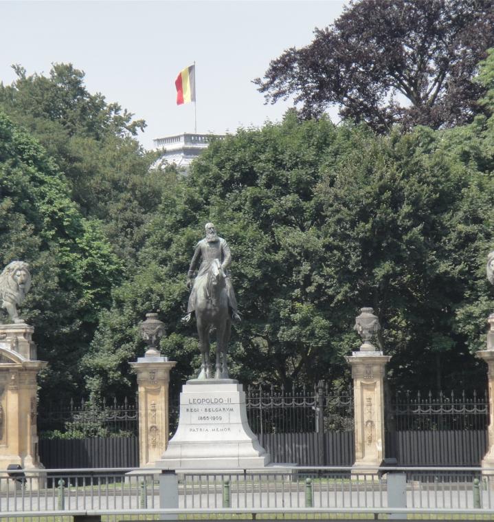 <p>Die Statue von König Leopold II. in der Nähe des Stadtschlosses in Brüssel.</p>