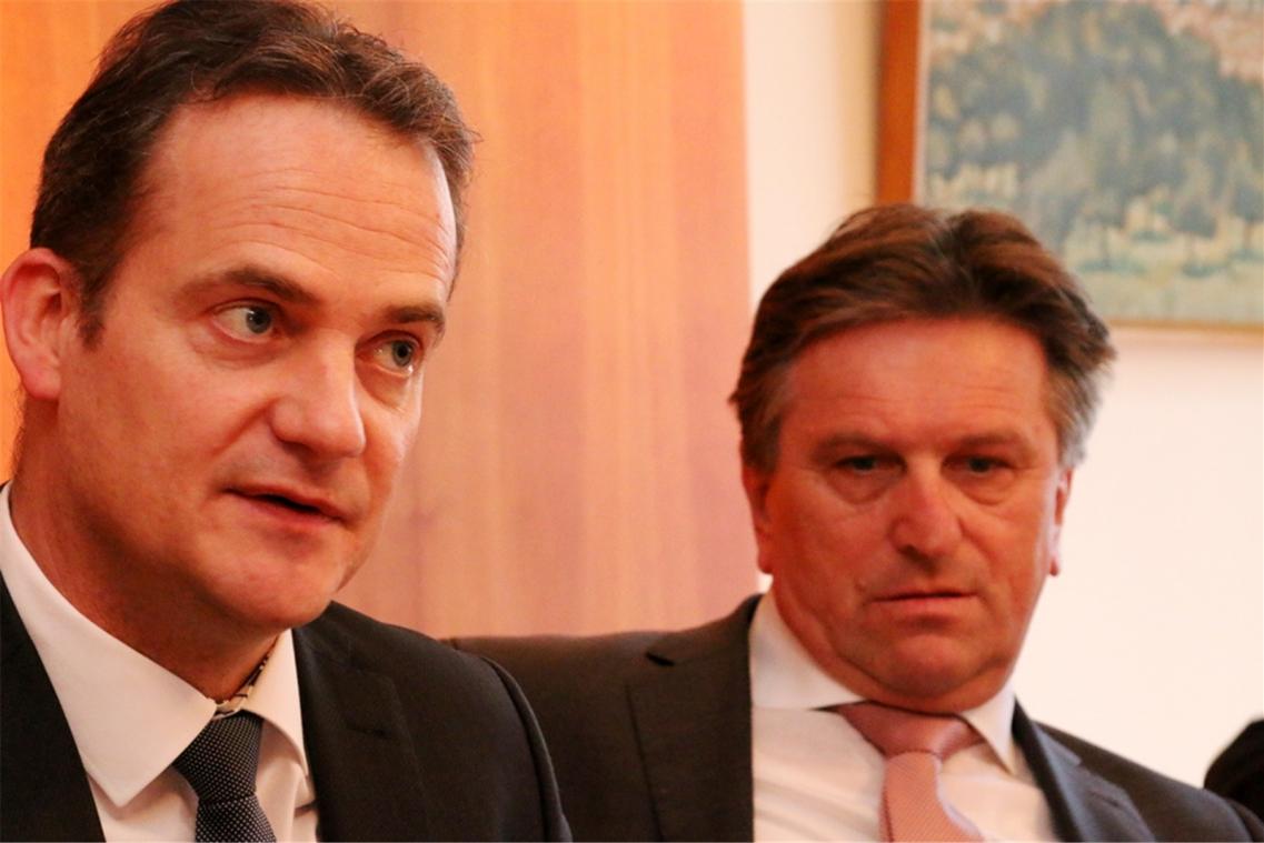 <p>DG-Ministerpräsident Oliver Paasch (links) mit Manfred „Manne“ Lucha, dem Minister für Soziales und Integration im deutschen Bundesland Baden-Württemberg.</p>