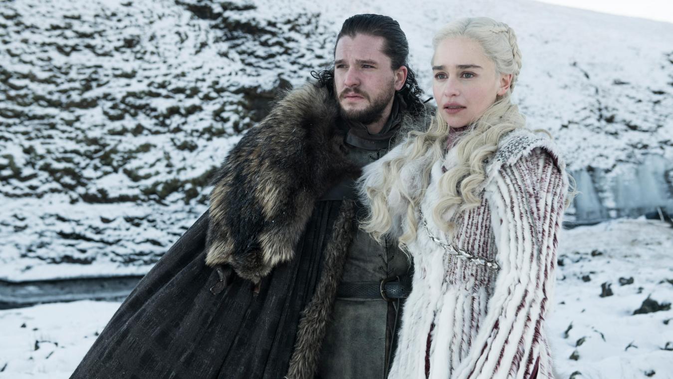 <p>Kit Harington als Jon Schnee und Emilia Clarke Daenerys Targaryen in einer Folge der achten Staffel der Serie „Games of Thrones“</p>