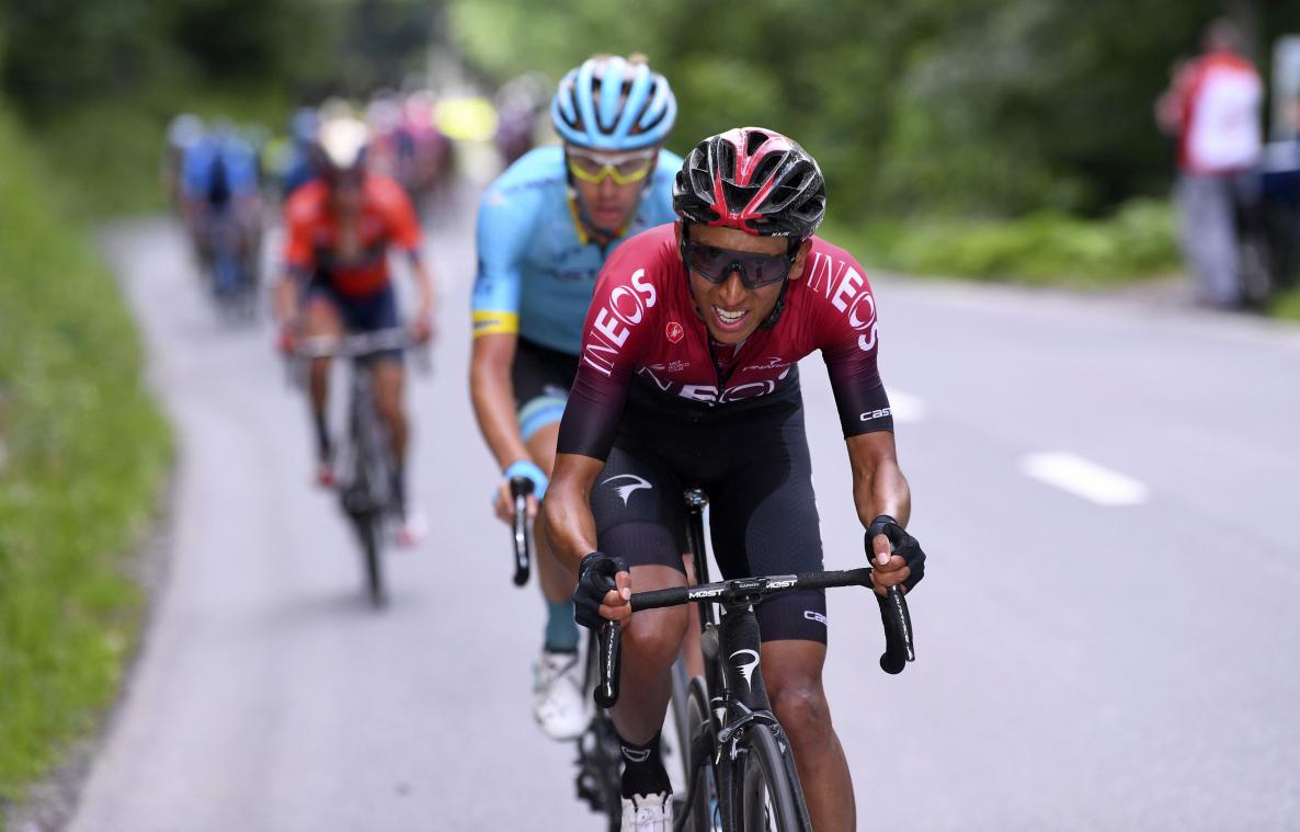 <p>Egan Bernal (vorne)</p>