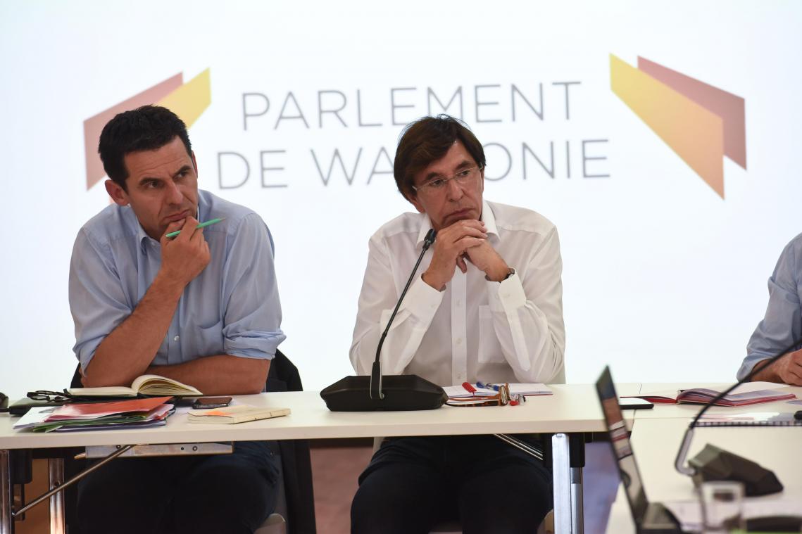 <p>Die Parteichefs von Ecolo und PS, Jean-Marc Nollet und Elio Di Rupo (v.l.n.r.).</p>