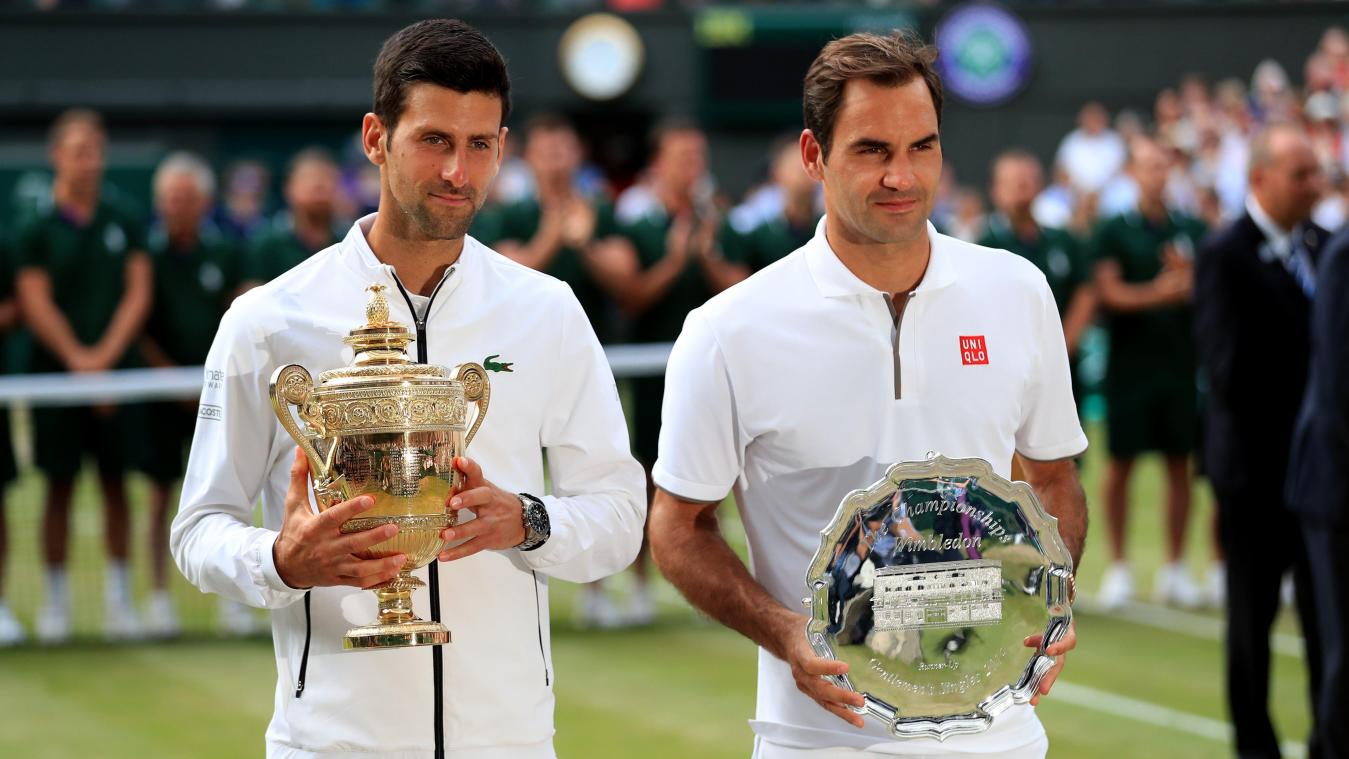 <p>Novak Djokovic (l.) sicherte sich in einem epischen Endspiel gegen Roger Federer seinen fünften Wimbledon-Titel.</p>
