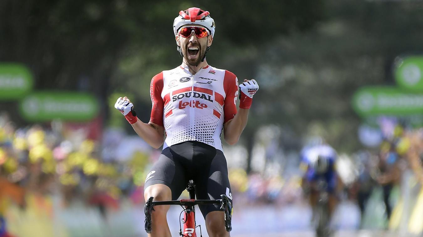 <p>Thomas De Gendt jubelte bei der 8. Etappe und sorgte für den zweiten belgischen Erfolg.</p>