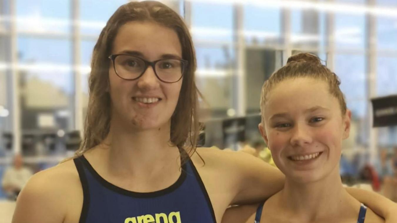 <p>Laura Argun (l.) und Zoe Backes waren in Bree in Topform und konnten Klubrekorde schwimmen.</p>
