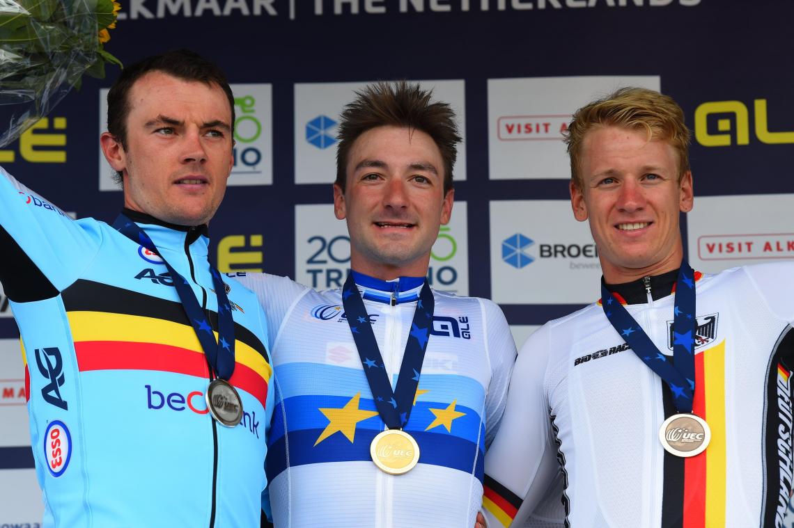 <p>Yves Lampaert (l.) musste sich Elia Viviani geschlagen geben.</p>