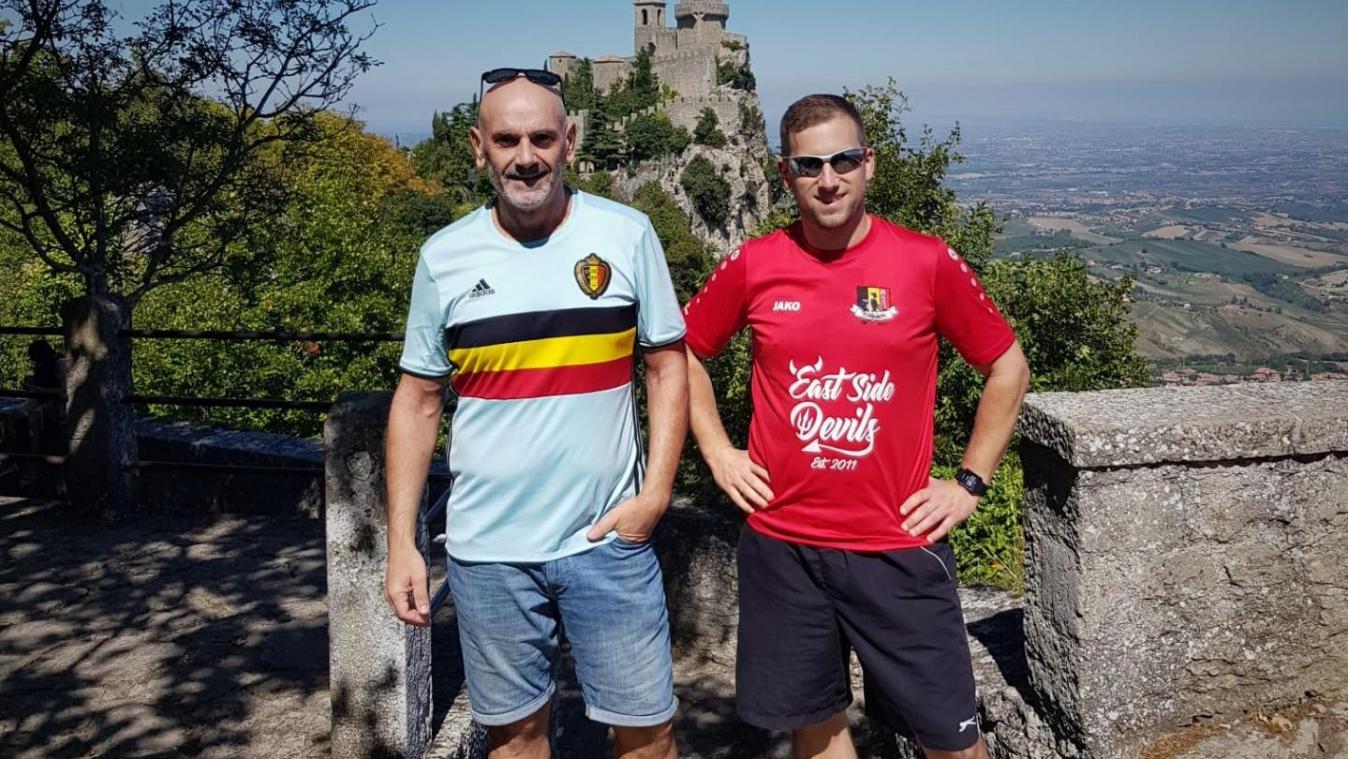<p>Verbinden Fußball mit Urlaub: die Eupener Philippe Delhaes (links) und William Tonneau (rechts).</p>
