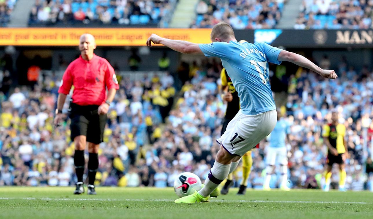 <p>Kevin De Bruyne erzielte in dieser Phase das achte Tor für Manchester City.</p>