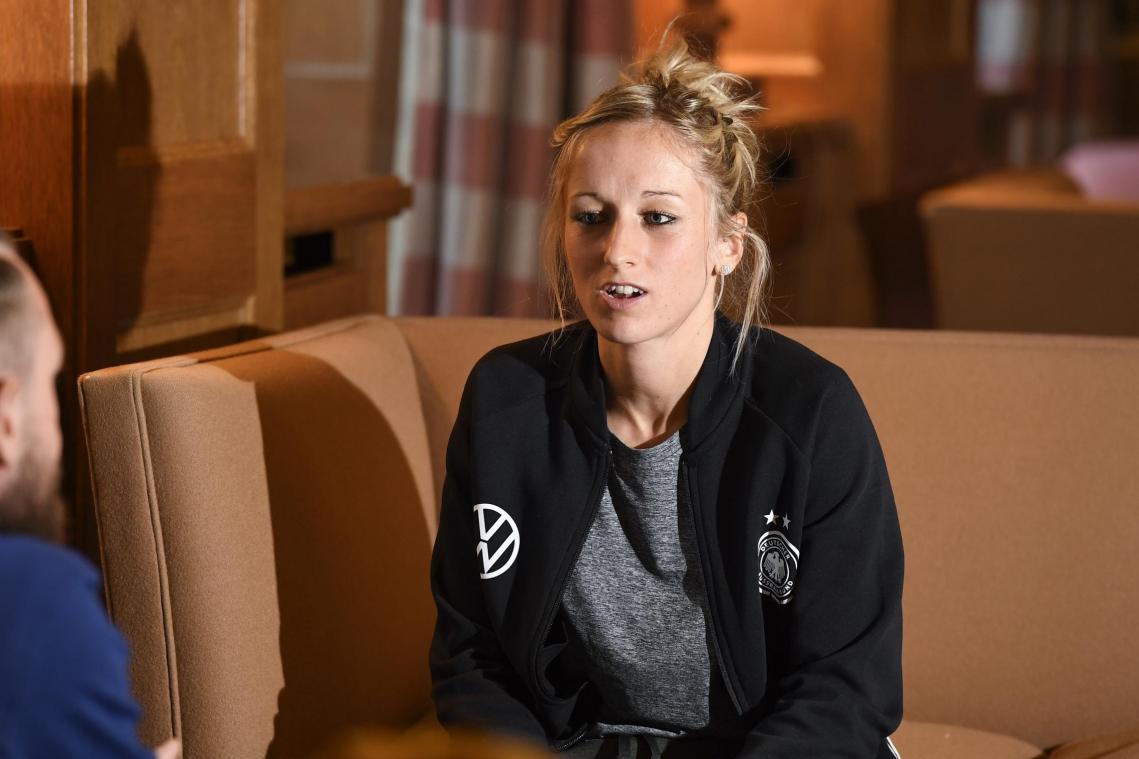 <p>Kathy Hendrich am Mittwoch in Aachen. Das Spiel gegen die Ukraine werden zahlreiche Freunde und Familienangehörige besuchen.</p>
