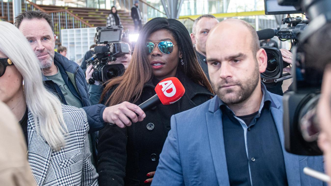 <p>Imanuelle Grives (M.) verlässt das Gerichtsgebäude in Antwerpen nach der Urteilsverkündung.</p>
