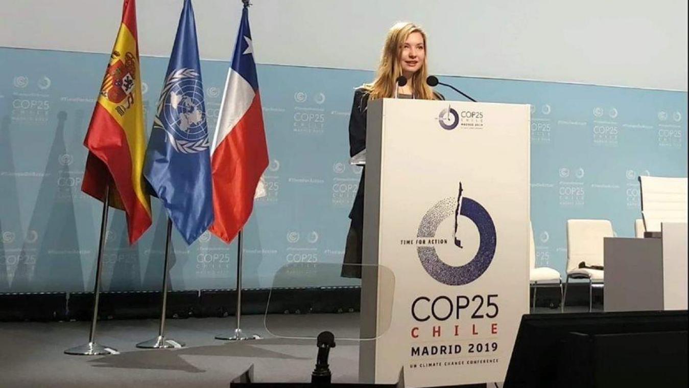 <p>Rachel Ledieu aus Weywertz hielt am Dienstag eine Rede auf der COP25.</p>