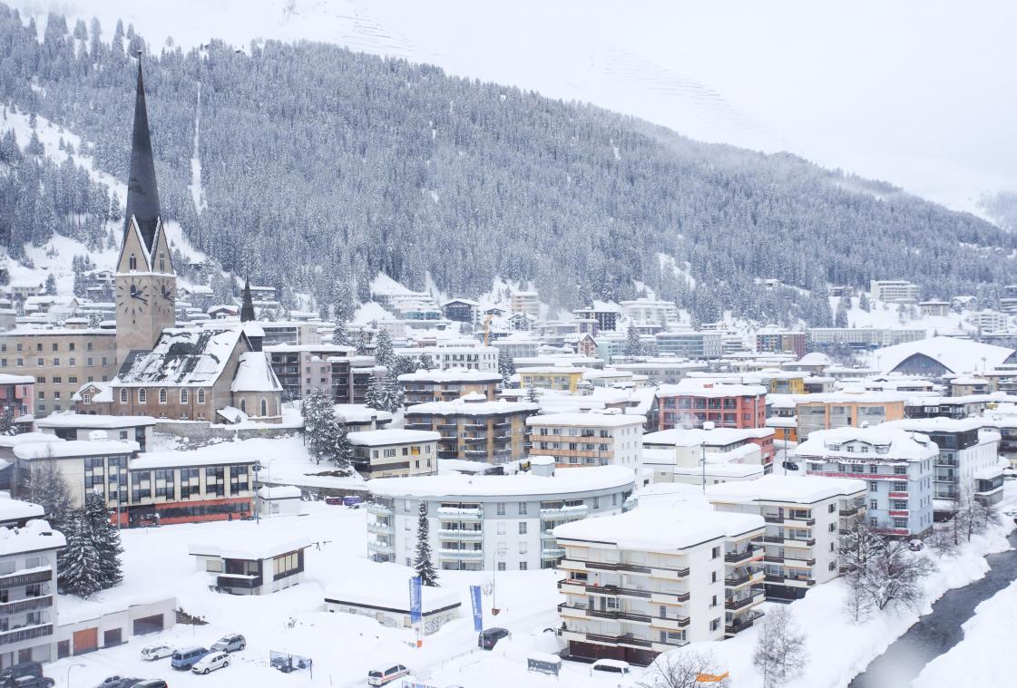 <p>Ein Blick auf das verschneite Davos</p>