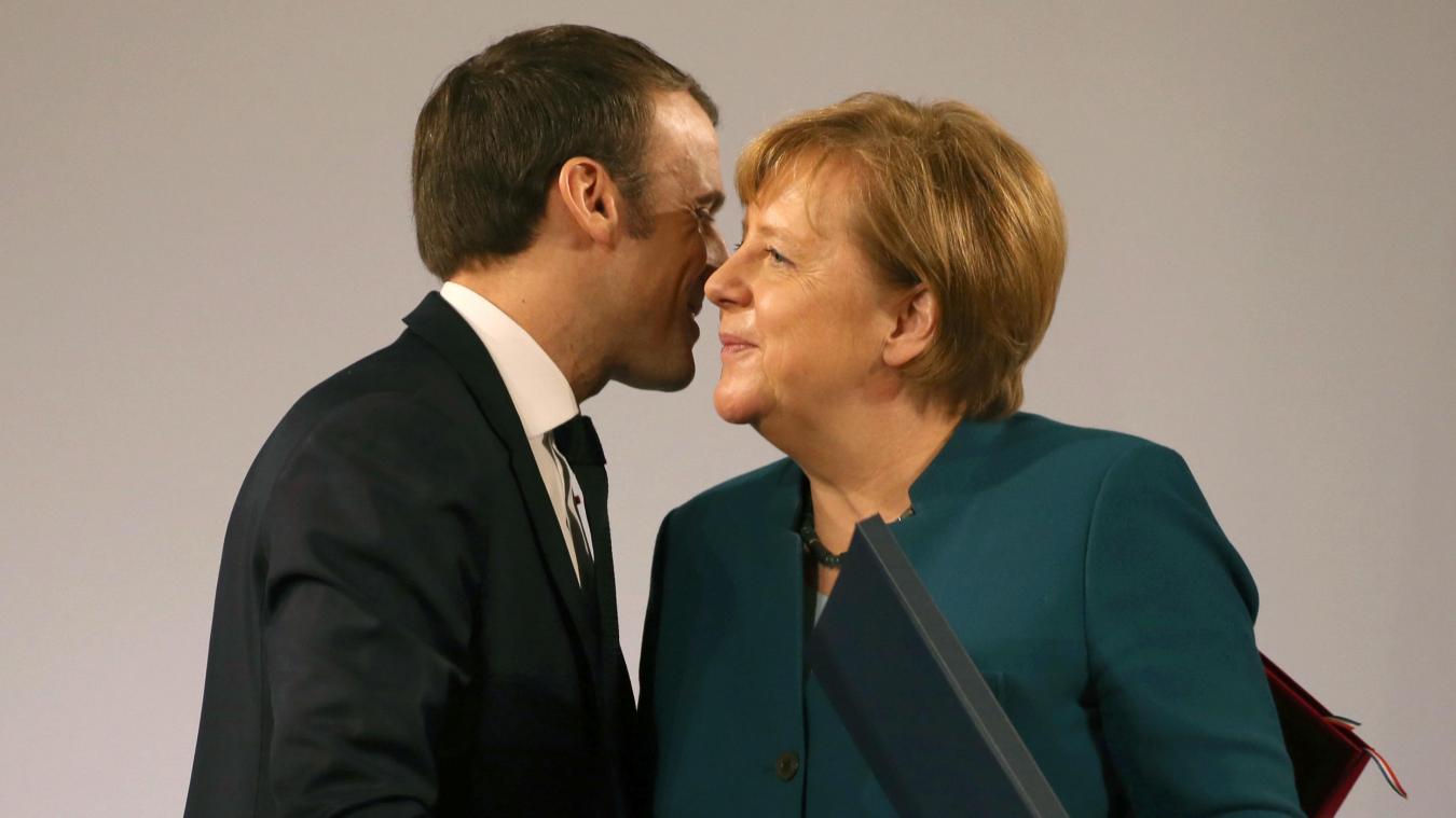 <p>Ein Jahr ist es her: Emmanuel Macron und Angela Merkel nach der Unterzeichnung des Vertrags während der Zeremonie des neuen deutsch-französischen Freundschaftsvertrags im Krönungssaal des Rathauses in Aachen.</p>