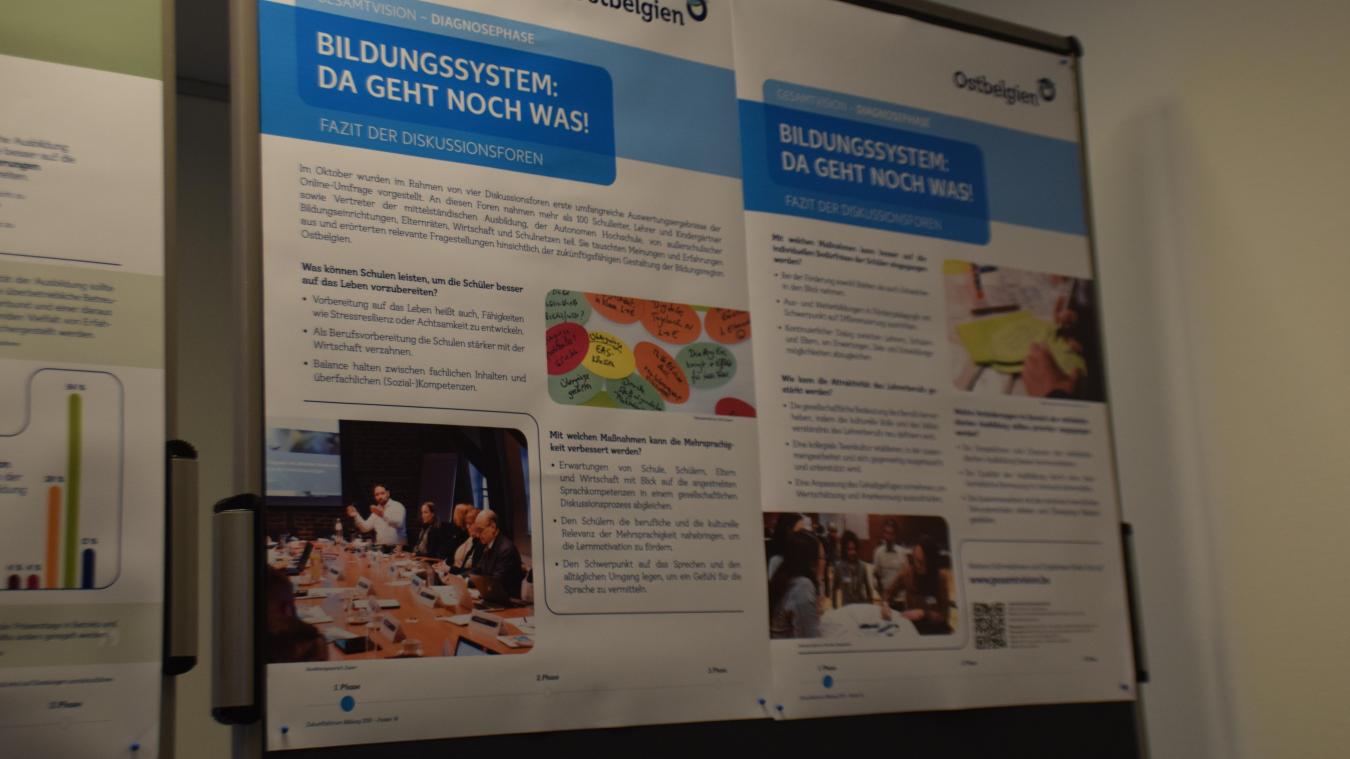 <p>Die Arbeit an dem Ergebnisbericht wird im Rahmen einer Posterausstellung dokumentiert, die am Freitag auch am Sitz des Ministerpräsidenten in Eupen (Gospert 42) gezeigt wurde.</p>