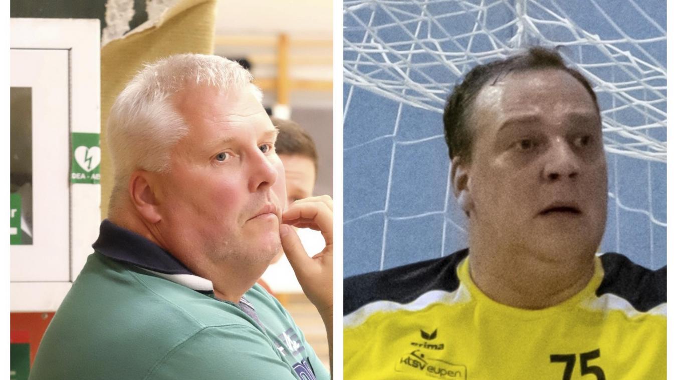 <p>Mit David Polfliet (rechts) und Gerrit Stavast haben künftig zwei ehemalige Torhüter das Sagen im ostbelgischen Herren-Handball.</p>