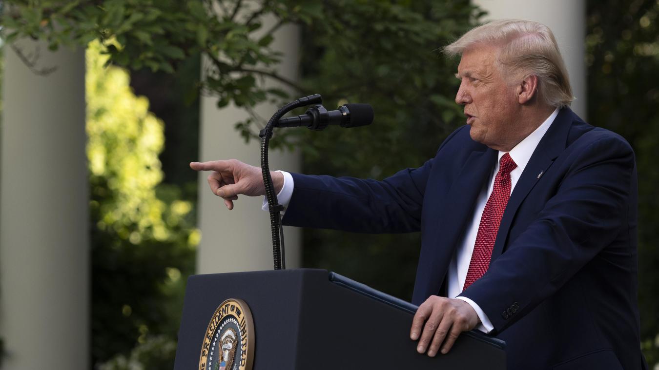 <p>Donald Trump bei einer Pressekonferenz am 15. Juli im Rosengarten des Weißen Hauses</p>
