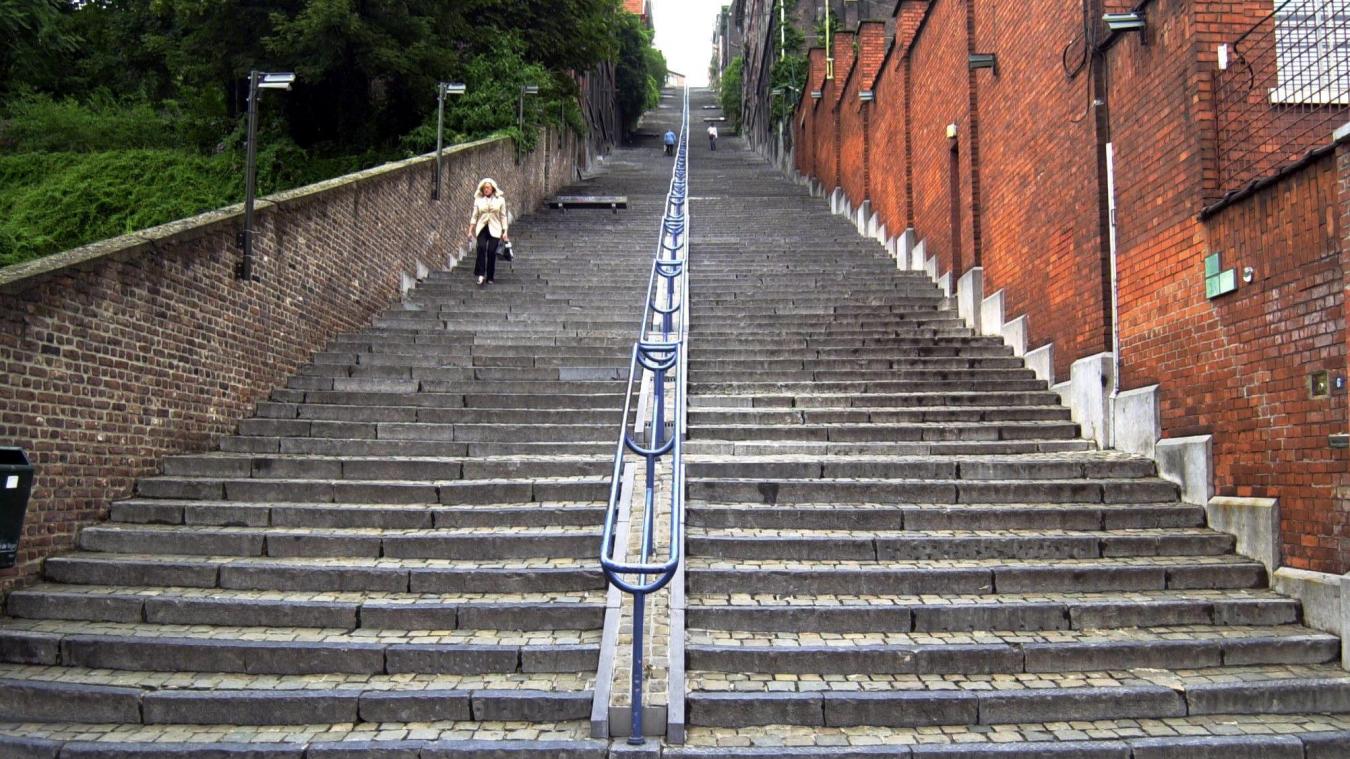 <p>Die berühmte Stadttreppe in Lüttich hinauf zum Montagne de Bueren.</p>