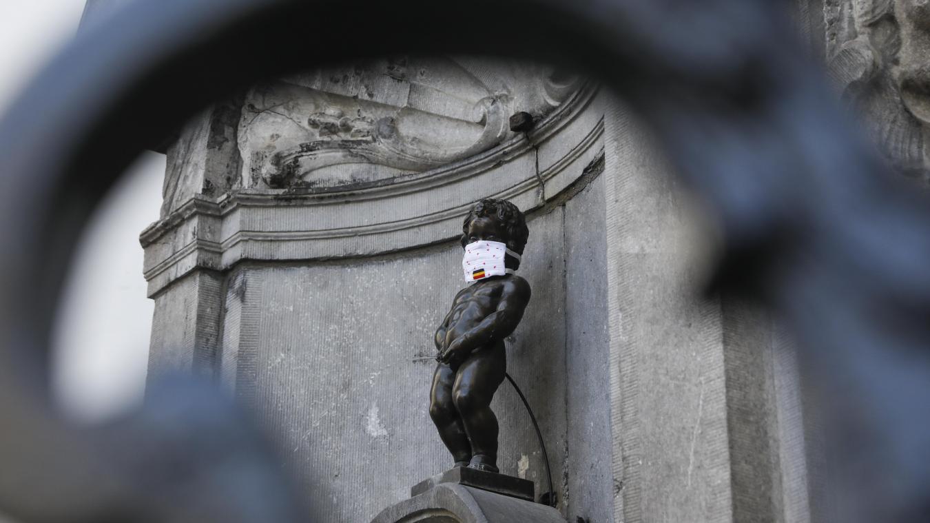 <p>Das Manneken Pis, das Wahrzeichen Brüssels, befindet sich im Corona-Modus.</p>
