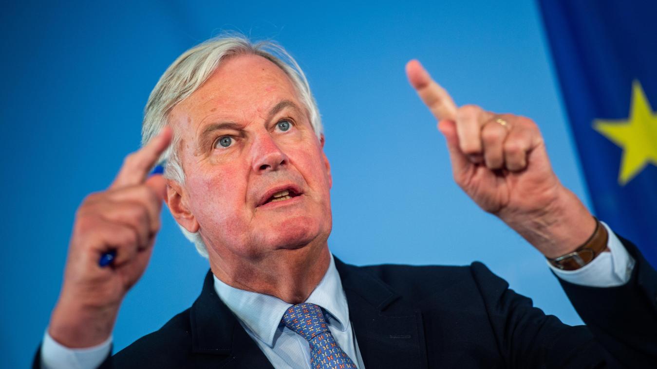 <p>EU-Chefunterhändler Michel Barnier spricht auf einer Pressekonferenz.</p>