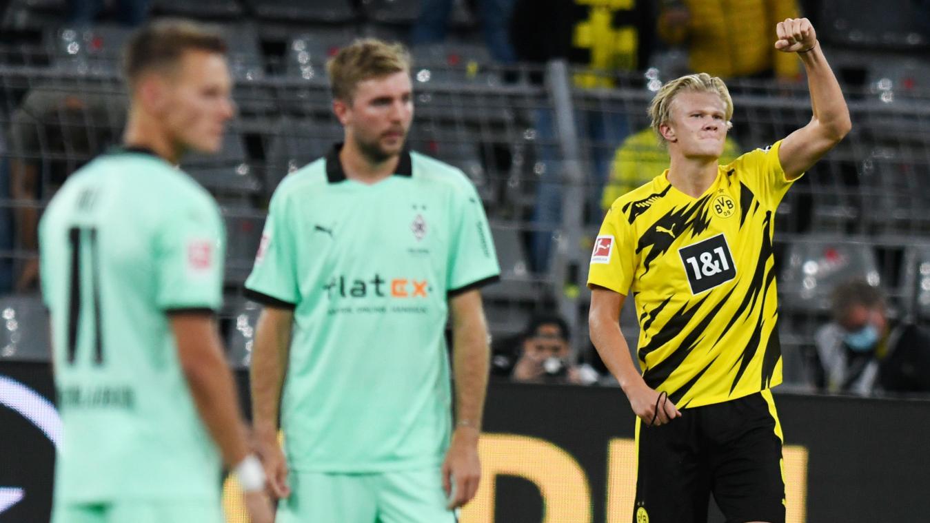 <p>Dortmunds Erling Haaland bejubelt sein Tor zum 2:0.</p>