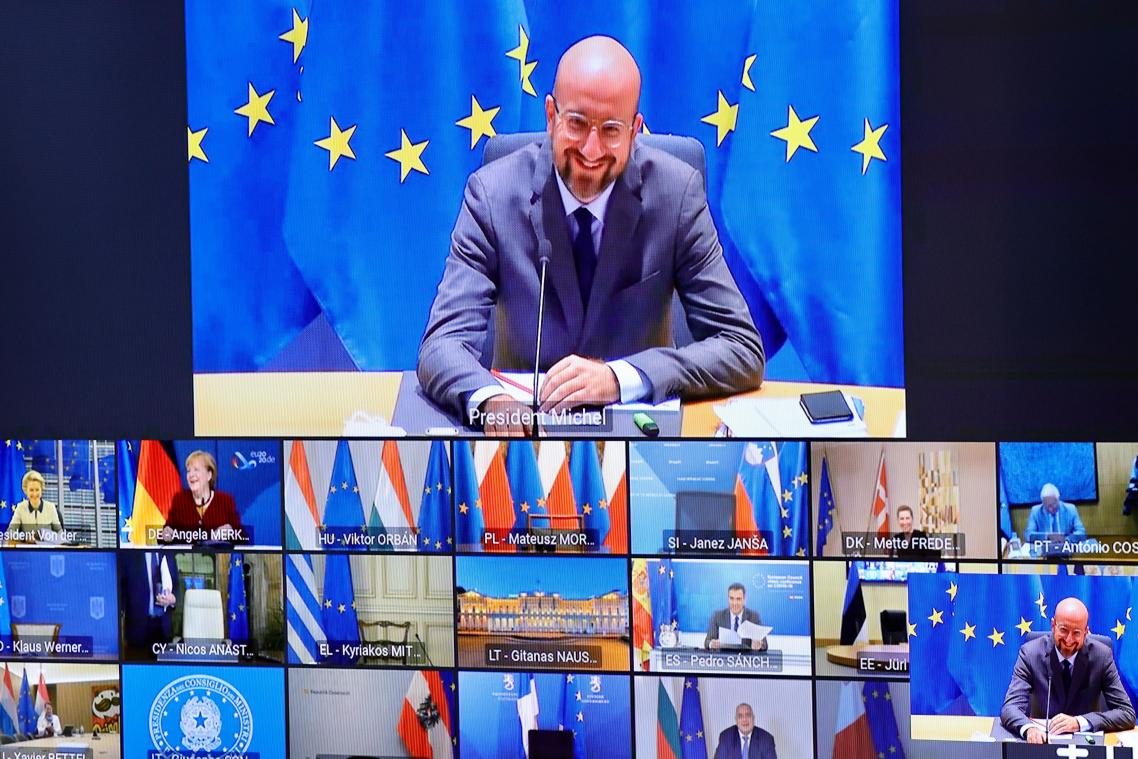 <p>Charles Michel moderierte am Donnerstagabend den EU-Videogipfel.</p>
