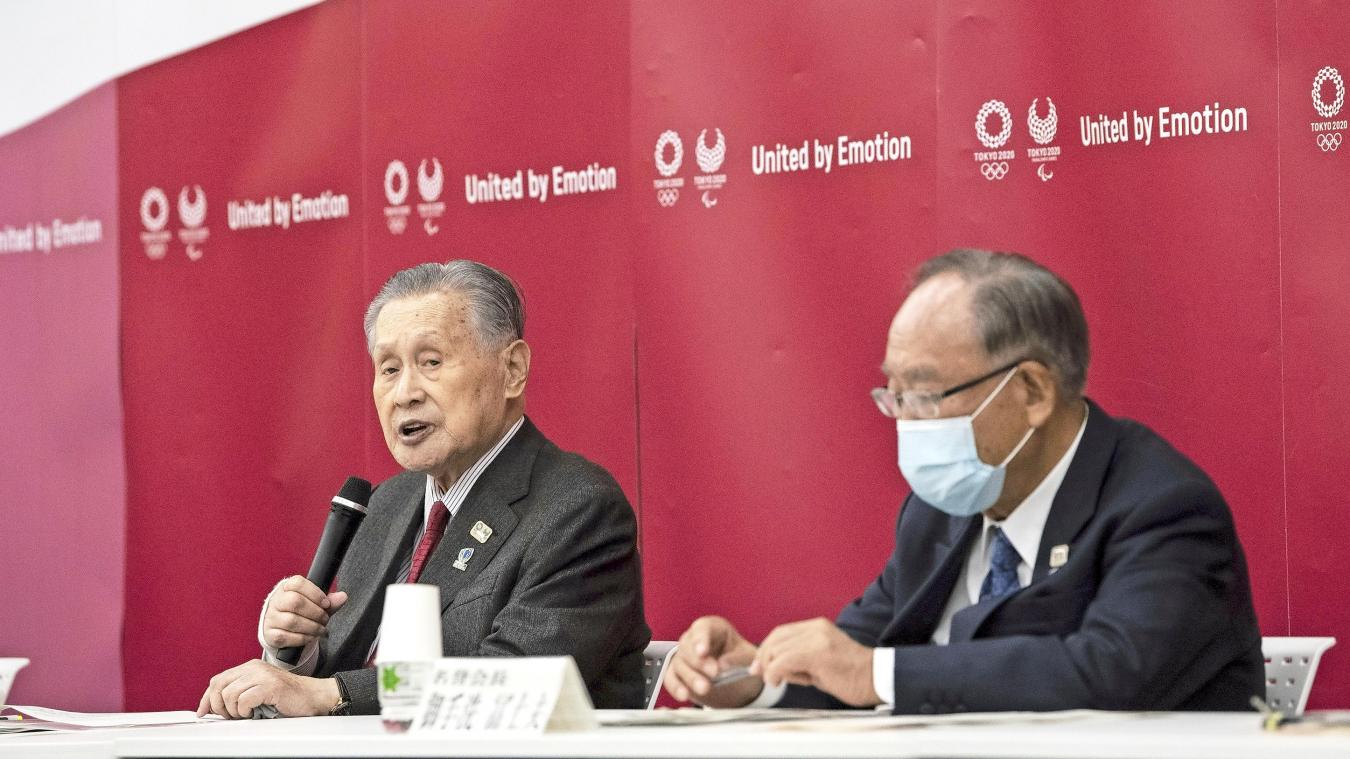 <p>Yoshiro Mori (l), Präsident des Tokioter Organisationskomitees, spricht während der Eröffnungsrede der Vorstandssitzung für die Olympischen Spiele 2021.</p>