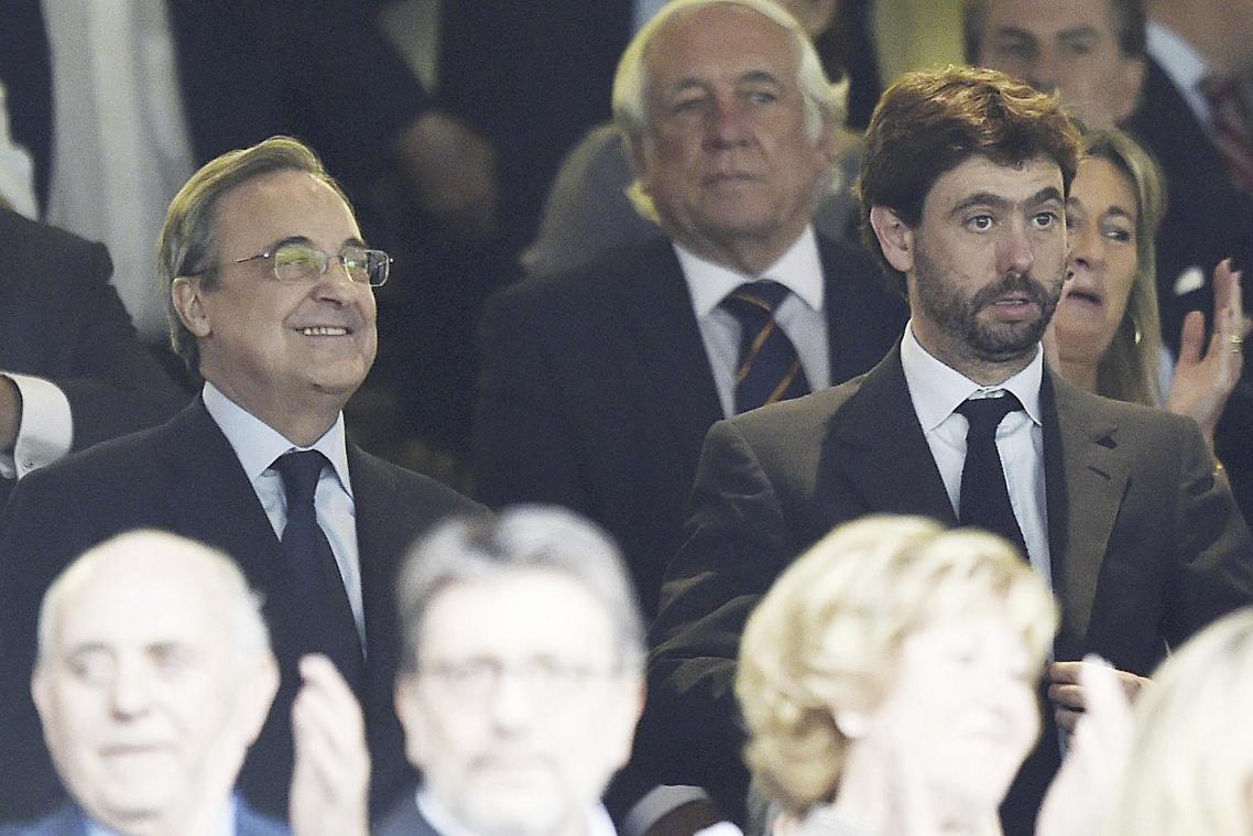 <p>Andrea Agnelli (rechts, Juventus Turin) und Florentino Perez (Real Madrid) gelten als die größten Befürworter einer Superliga.</p>