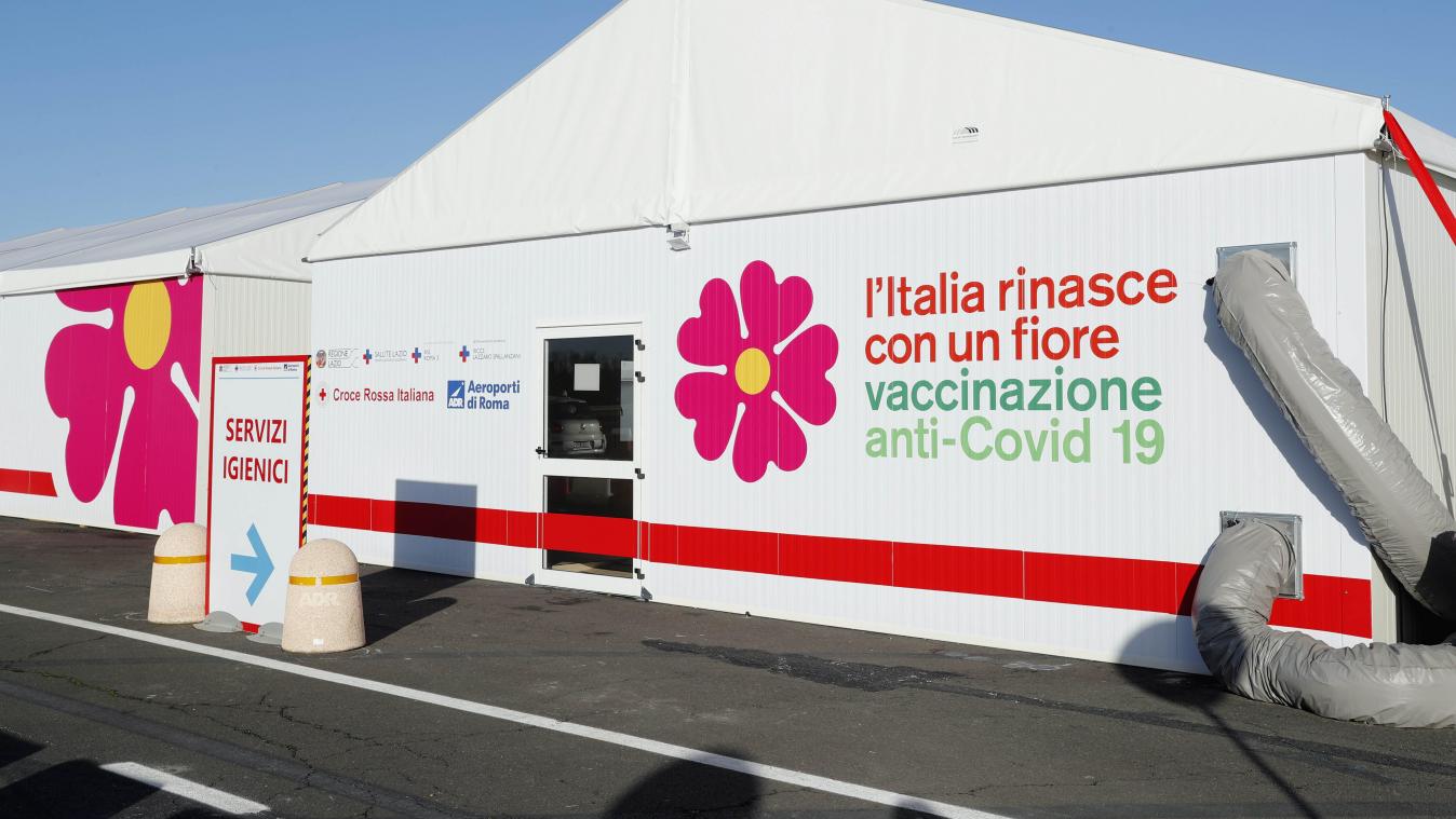 <p>Ein Impfzentrum in Rom.</p>