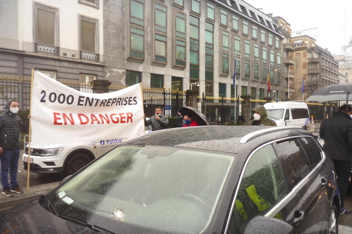 <p>Uber-Fahrer haben am Donnerstag in Brüssel protestiert.</p>