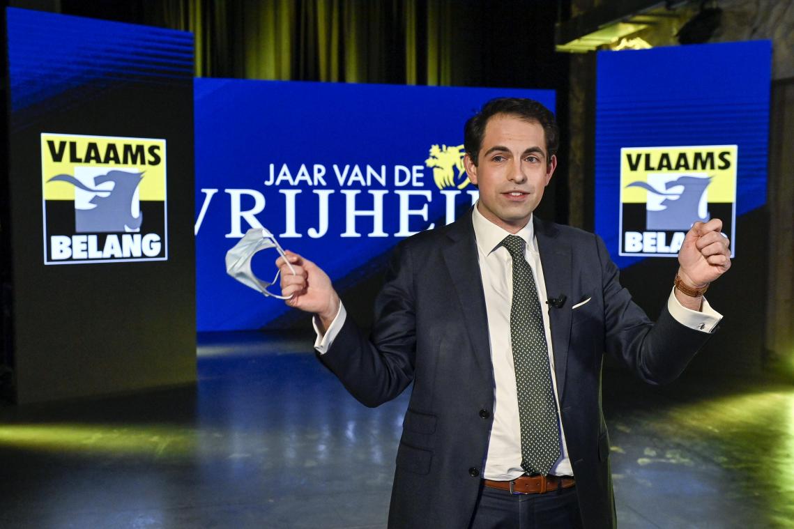 <p>Der Vlaams Belang und sein Vorsitzender, Tom Van Grieken, sind in Flandern sehr populär.</p>
