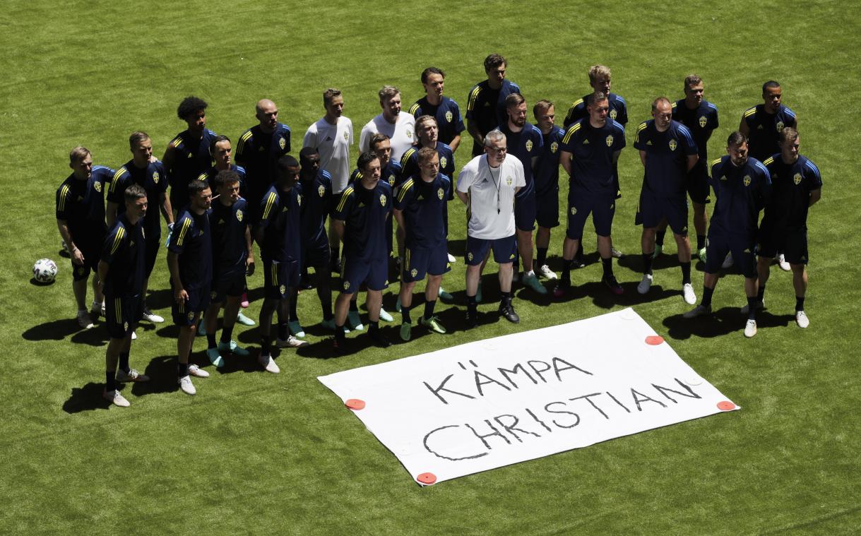 <p>Die Schweden sandten eine Botschaft an Christian Eriksen.</p>