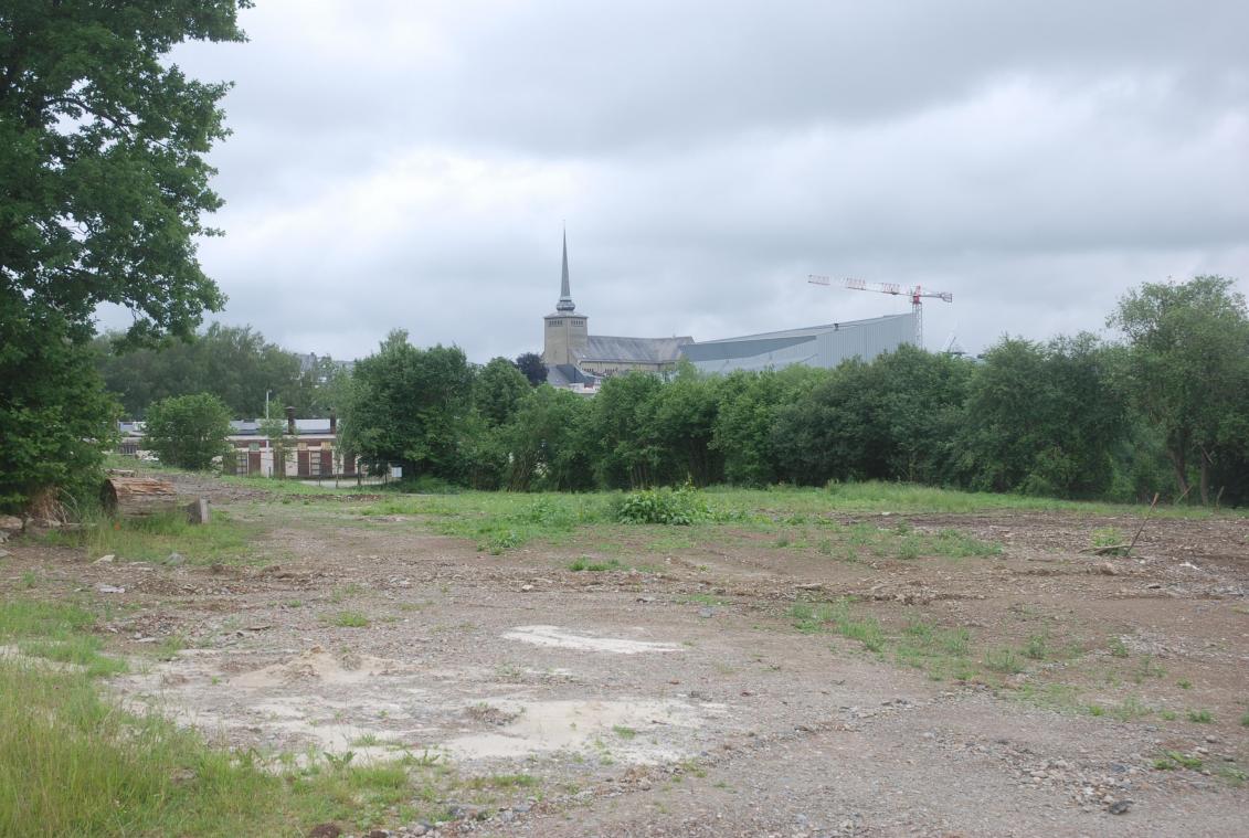 <p>Nach dem kürzlich erfolgten Abriss der früheren Sägerei wartet das stadtnahe, ehemalige Gelände Couturier (im Hintergrund erkennt man das Triangel und die Vitus-Pfarrkirche) auf seine neue Zweckbestimmung als Wohngebiet.</p>