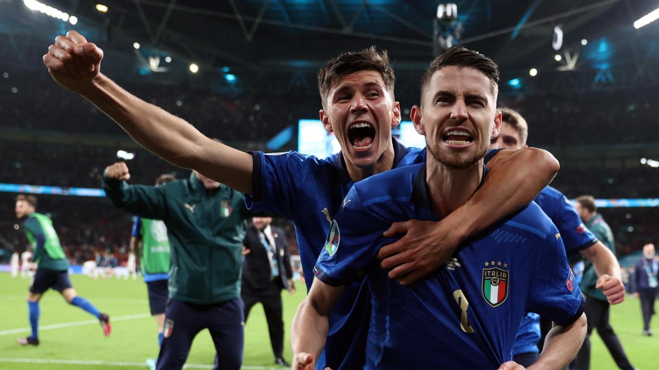 <p>Jorginho (rechts) schoss Italien ins Finale.</p>