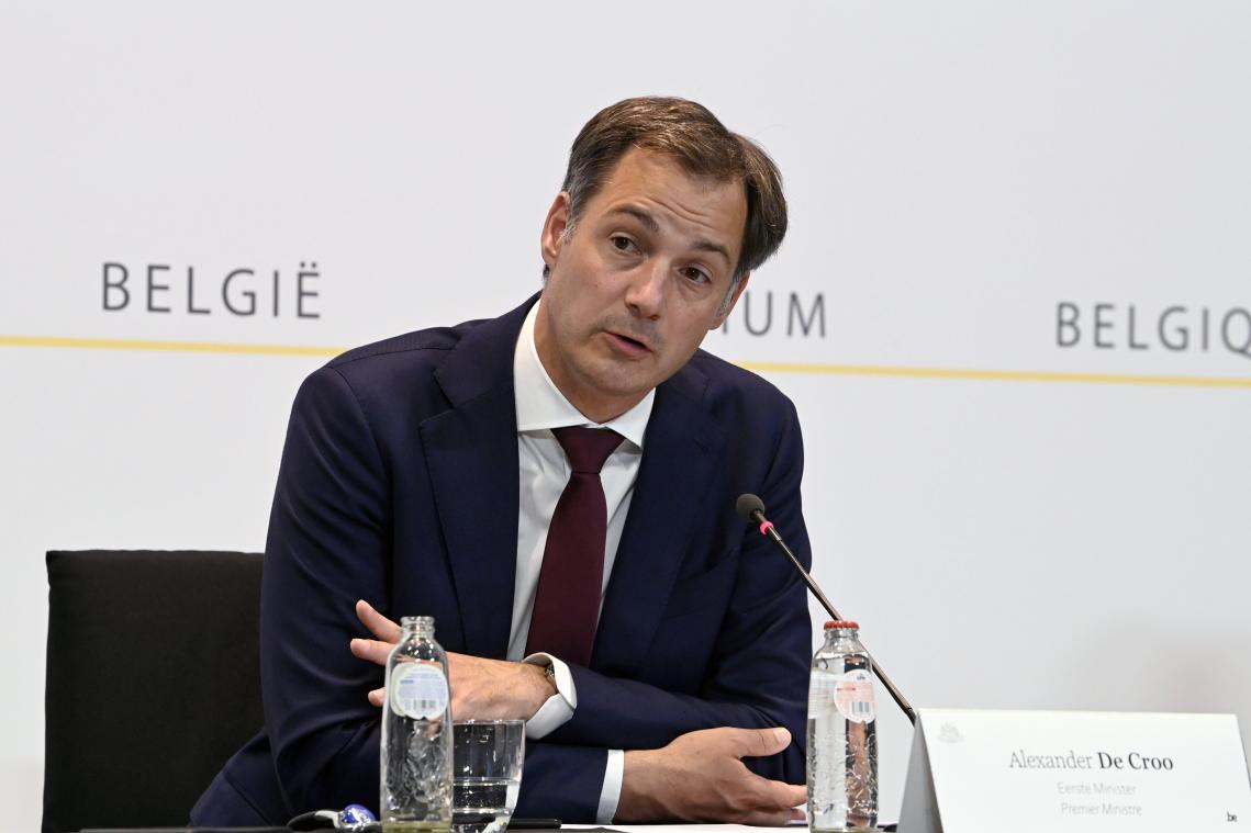 <p>Premier De Croo bei einer Pressekonferenz nach einer Sitzung des Konzertierungsausschusses.</p>