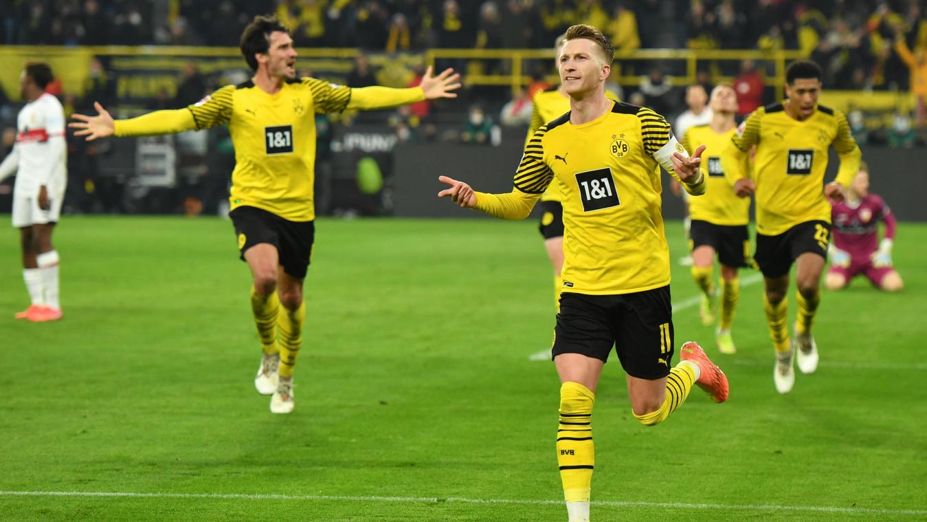 <p>Dortmunds Mittelfeldspieler Marco Reus jubelt über seinen Treffer zum 2:1.</p>