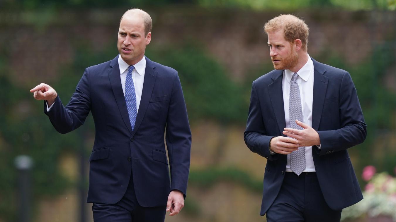 <p>Prinz William von Großbritannien (links) und sein jüngerer Bruder Prinz Harry kommen im Juli zur Enthüllung einer von ihnen in Auftrag gegebene Statue ihrer verstorbenen Mutter Diana, Prinzessin von Wales, im versunkenen Garten des Kensington Palace, an dem Tag, an dem sie 60 Jahre alt geworden wäre.</p>