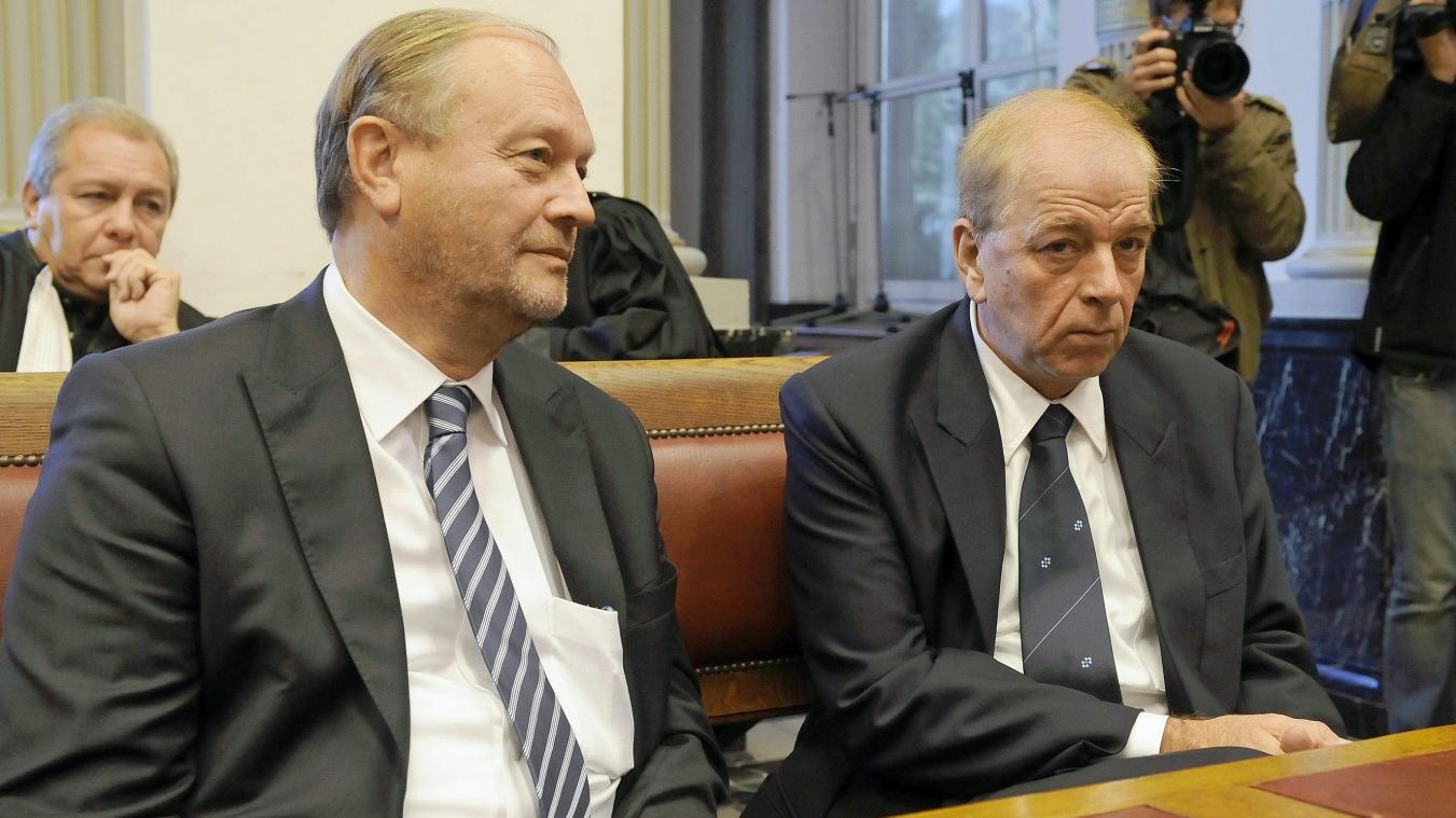 <p>Pol Hauspie (l.) und Jo Lernout vor Gericht (2010).</p>