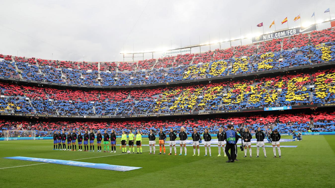 <p>Vor einer Rekordkulisse von über 91.000 Fans zog Barcelona Ende März gegen Real Madrid ins CL-Halbfinale ein. Dort treffen die Katalanen auf Wolfsburg, und erneut ist das Camp Nou ausverkauft.</p>