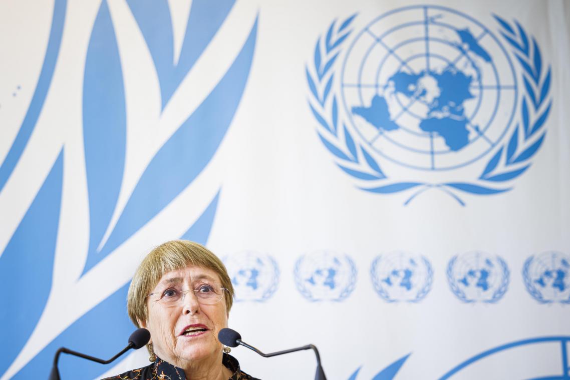 <p>Michelle Bachelet, UN-Hochkommissarin für Menschenrechte, spricht am Eröffnungstag der 50. Sitzung des UN-Menschenrechtsrates im europäischen Sitz der Vereinten Nationen.</p>