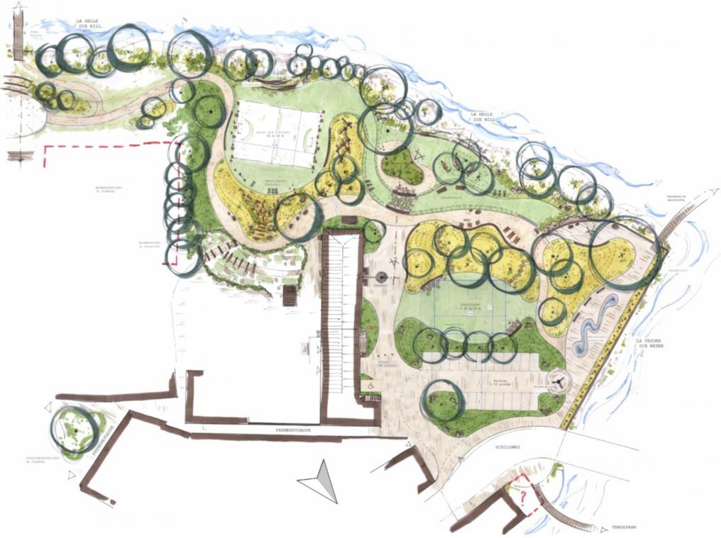 <p>So präsentiert sich die Skizze für den künftigen Scheiblerpark, nachdem die Projektplaner die Anregungen der Bürger aufgenommen haben.</p>