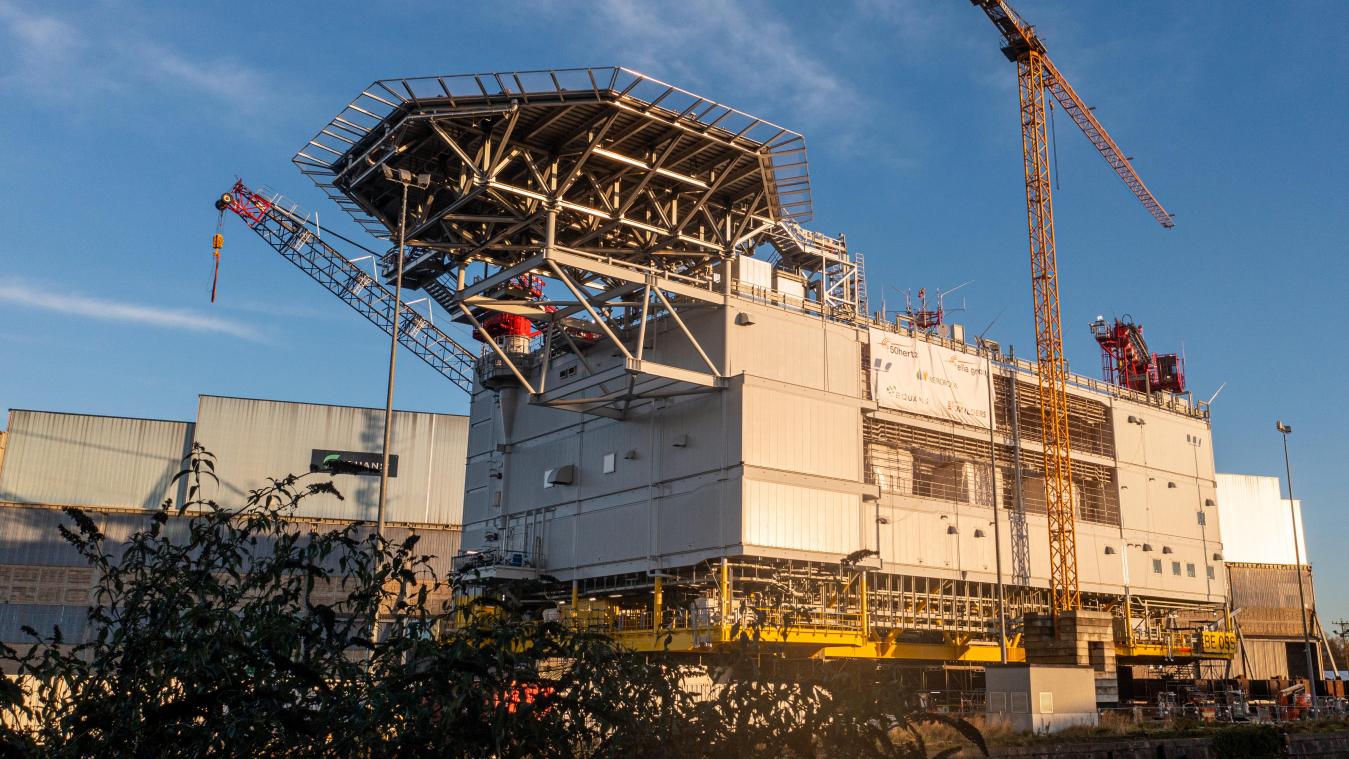 <p>Die Offshore-Windenergieplattform Baltic Eagle wurde in Hoboken bei Antwerpen gebaut.</p>