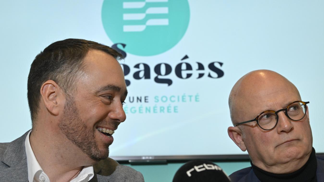 <p>Maxime Prévot, Vorsitzender von Les Engagés (l.), und Jean-Luc Crucke</p>